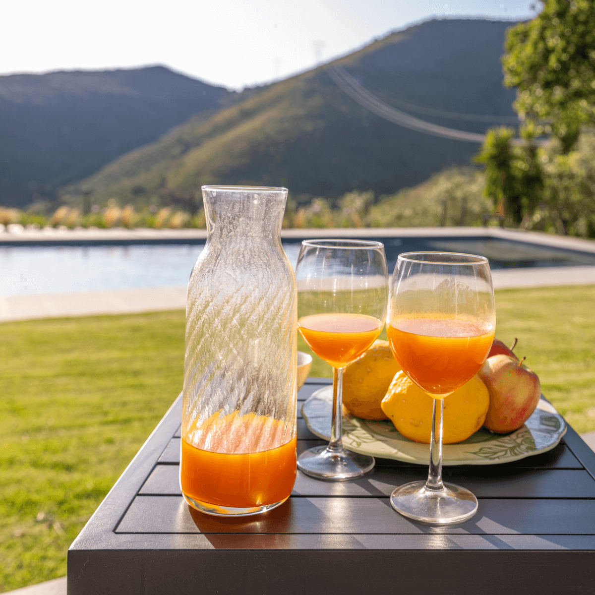 Drankje bij het zwembad Tenuta del Serra